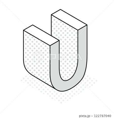 アイソメトリック_立体的でシンプルなアルファベットU アイソメトリック_立体的でシンプルなアルファベットU 122787040