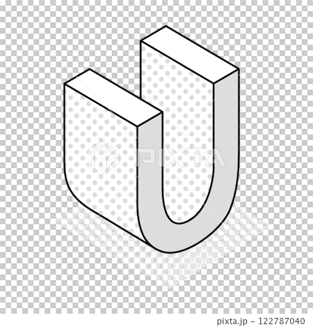 アイソメトリック_立体的でシンプルなアルファベットU アイソメトリック_立体的でシンプルなアルファベットU 122787040