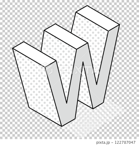 アイソメトリック_立体的でシンプルなアルファベットW アイソメトリック_立体的でシンプルなアルファベットW 122787047