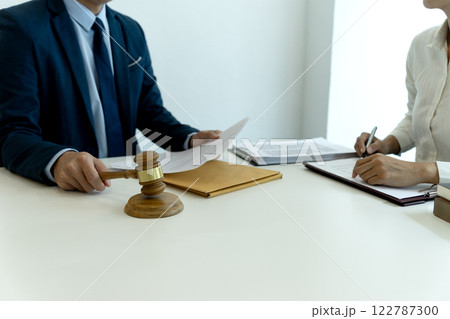 Lawyer is consulting on planning a brainstorming session 122787300