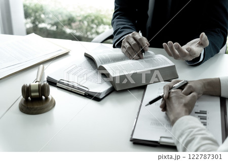 Lawyer is consulting on planning a brainstorming session 122787301