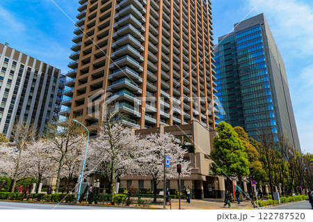 東京　千代田区 神田神保町　東京パークタワー前の桜 122787520