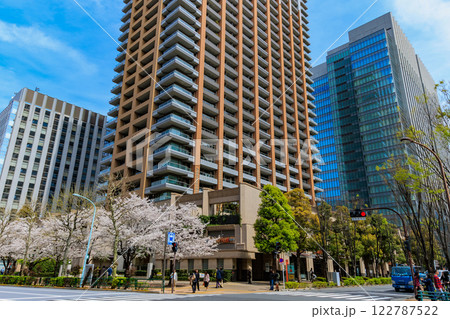 東京　千代田区 神田神保町　東京パークタワー前の桜 122787522