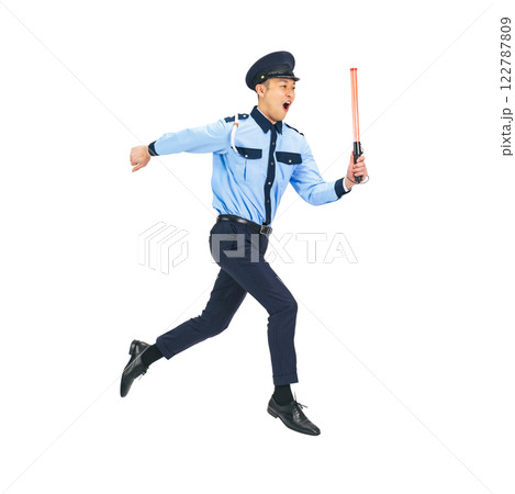 ジャンプするミドル男性警備員 手作業で精密に切り抜いた背景透過全身写真PNG ジャンプするミドル男性警備員 手作業で精密に切り抜いた背景透過全身写真PNG 122787809