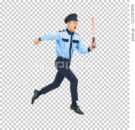 ジャンプするミドル男性警備員 手作業で精密に切り抜いた背景透過全身写真PNG ジャンプするミドル男性警備員 手作業で精密に切り抜いた背景透過全身写真PNG 122787809