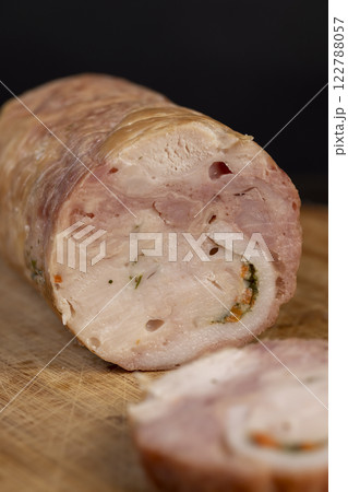 combined sausage of chicken thigh and breast with spices combined sausage of chicken thigh and breast with spices 122788057