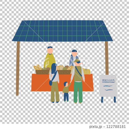 マルシェでパン屋を開く人のイラスト 122788181