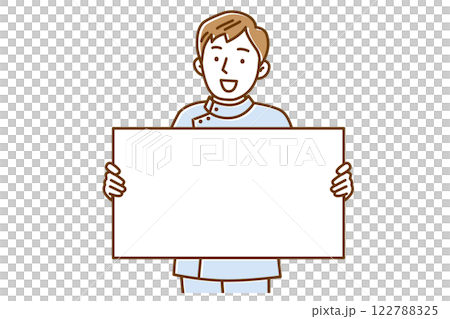 ホワイトボードを持って説明する若い男性看護師のイラスト 122788325