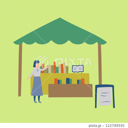 マルシェで本屋を開く人のイラスト 122789591