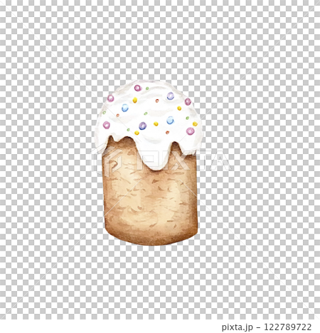 Easter cake drawn in watercolor, illustration on a white background. Happy easter Cute easter patterns, baking for the holiday. Easter cake drawn in watercolor, illustration on a white background. Happy easter Cute easter patterns, baking for the holiday. 122789722