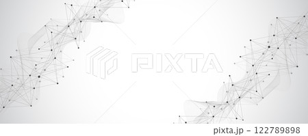 Abstract dynamic motion lines and dots connection background with plexus effect. Digital streaming background, wave flow. Dotted plexus stream background. Futuristic tech vector illustration 122789898