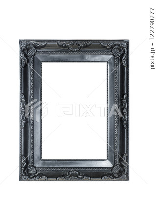 Black ornate frame isolate background. Vintage retro decoration design 122790277