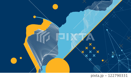Trendy abstract wireframe background. Modern science or technology art elements. Surface illustration inside circles 122790331