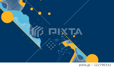 Trendy abstract wireframe background. Modern science or technology art elements. Surface illustration inside circles 122790332