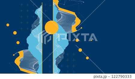 Trendy abstract wireframe background. Modern science or technology art elements. Surface illustration inside circles 122790333