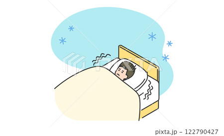 睡眠：冷えでなかなか眠れない男性 122790427
