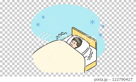 睡眠：冷えでなかなか眠れない男性 122790427