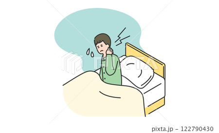 睡眠：寝ているときに首を寝違えた男性 122790430