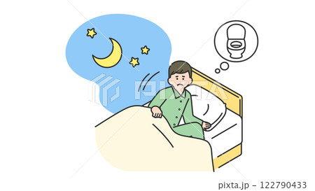 睡眠:夜中にトイレに行きたくなる男性 睡眠:夜中にトイレに行きたくなる男性 122790433