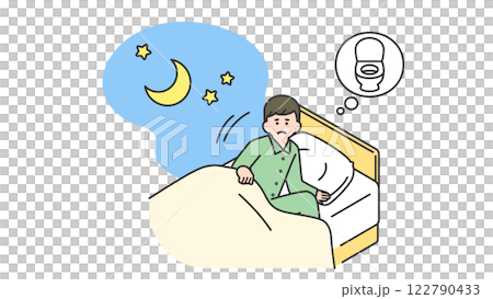 睡眠:夜中にトイレに行きたくなる男性 睡眠:夜中にトイレに行きたくなる男性 122790433