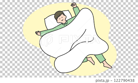 睡眠：寝相の悪い男性 122790438