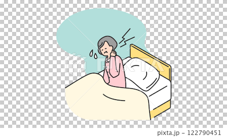 Sleep: Senior woman with stiff neck while sleeping 122790451