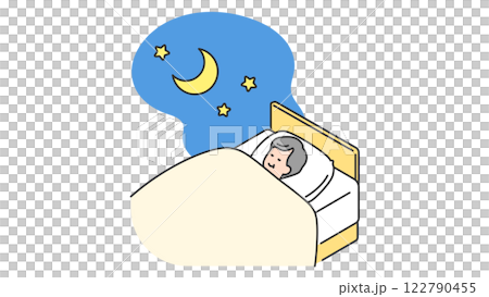 睡眠: 老人在床上睡覺 睡眠: 老人在床上睡覺 122790455