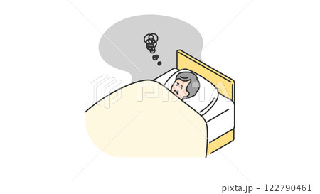 睡眠:なかなか眠れないシニア男性 睡眠:なかなか眠れないシニア男性 122790461