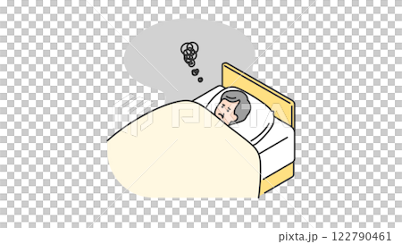 睡眠:なかなか眠れないシニア男性 睡眠:なかなか眠れないシニア男性 122790461