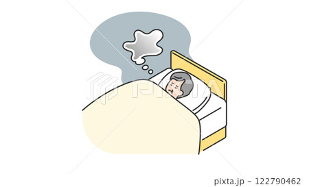 睡眠：なかなか眠れないシニア男性 122790462