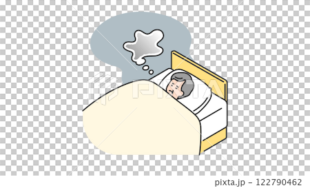 睡眠：なかなか眠れないシニア男性 122790462