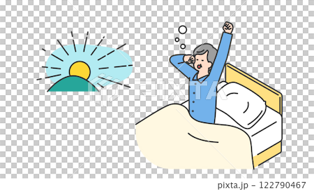 Sleep: Senior man waking up in the morning due to lack of sleep 122790467