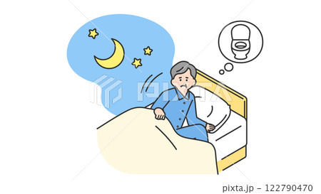 睡眠：夜中にトイレに行きたくなるシニア男性 122790470