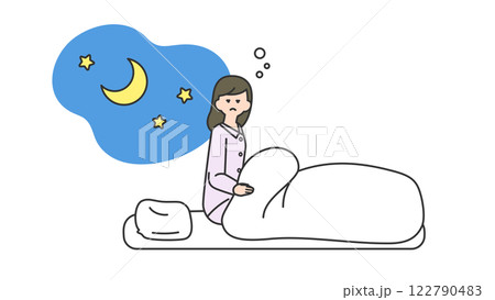 睡眠：夜中に目が覚める女性 122790483