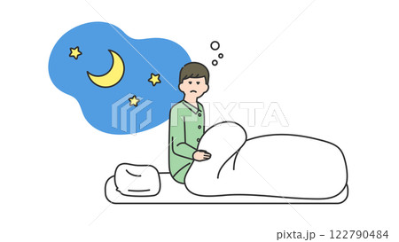 睡眠：夜中に目が覚める男性 122790484