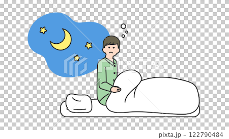 睡眠：夜中に目が覚める男性 122790484