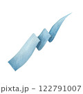 Watercolor illustration of a waving flag in blue. Long medieval flag, isolated. Hand drawn, sketch 122791007