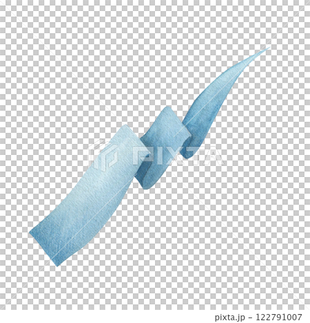 Watercolor illustration of a waving flag in blue. Long medieval flag, isolated. Hand drawn, sketch Watercolor illustration of a waving flag in blue. Long medieval flag, isolated. Hand drawn, sketch 122791007