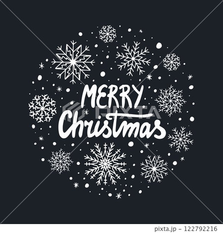 Merry Christmas and Happy New Year typography banner. Holiday related lettering templates for greeting cards, overlays. Hand drawn prints and doodle. Season greetings. Vector vintage illustration. Merry Christmas and Happy New Year typography banner. Holiday related lettering templates for greeting cards, overlays. Hand drawn prints and doodle. Season greetings. Vector vintage illustration. 122792216