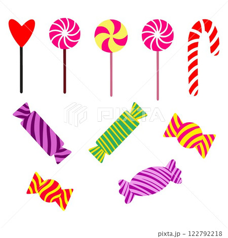Hand drawn Sweet lollipops and candies set. Cute doodle sweets on the stick. Tasty candy for Valentine's day, Xmas, New Year, Easter, Halloween and happy birthday party. Dessert, sugar. Sweet tooth Hand drawn Sweet lollipops and candies set. Cute doodle sweets on the stick. Tasty candy for Valentine's day, Xmas, New Year, Easter, Halloween and happy birthday party. Dessert, sugar. Sweet tooth 122792218