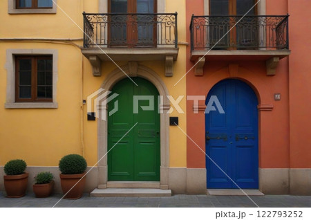 Colorful doors in the historic center of European town Colorful doors in the historic center of European town 122793252