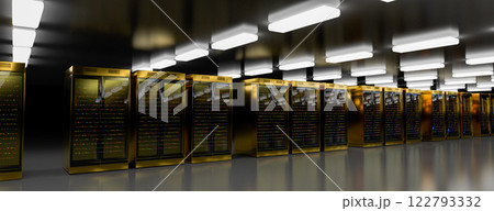 Servers. Server data center. Backup, hosting, mainframe, farm and computer rack with storage information. 3d render 122793332