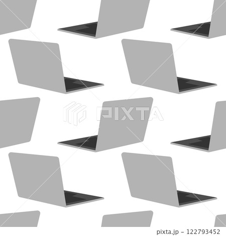 Home pc in grayscale Seamless Pattern. Wallpaper or Thematic cards Abstract Background Texture idea 122793452