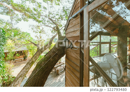 Wooden tree cabin 122793480