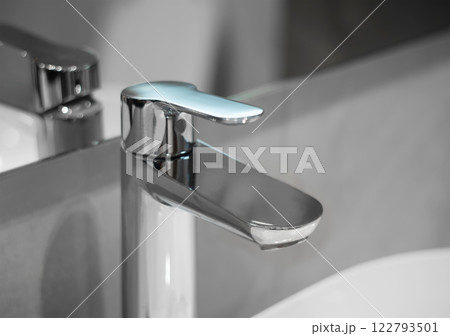 Modern white sink and faucet, bathroom Modern white sink and faucet, bathroom 122793501