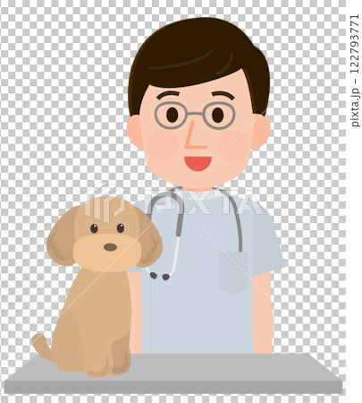 Veterinarian and dog illustration 122793771