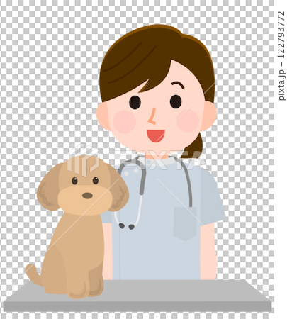 獣医の女性と犬　イラスト 122793772