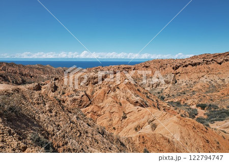 Striking landscape Fairy Tale canyon, Issyk-Kul lake, Kyrgyzstan 122794747