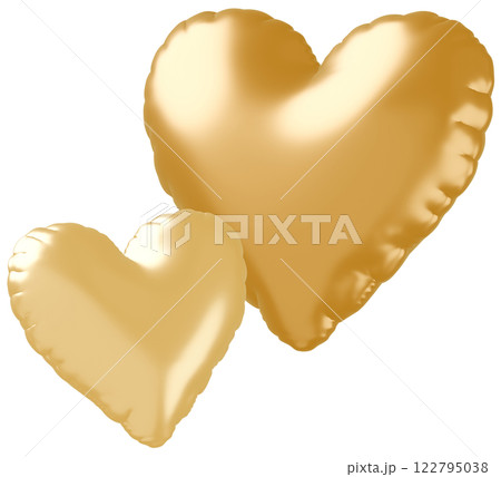 3D画像_ハートの風船_ゴールド 3D画像_ハートの風船_ゴールド 122795038