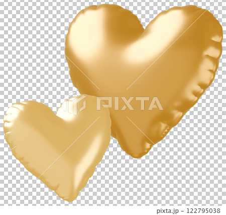 3D画像_ハートの風船_ゴールド 3D画像_ハートの風船_ゴールド 122795038
